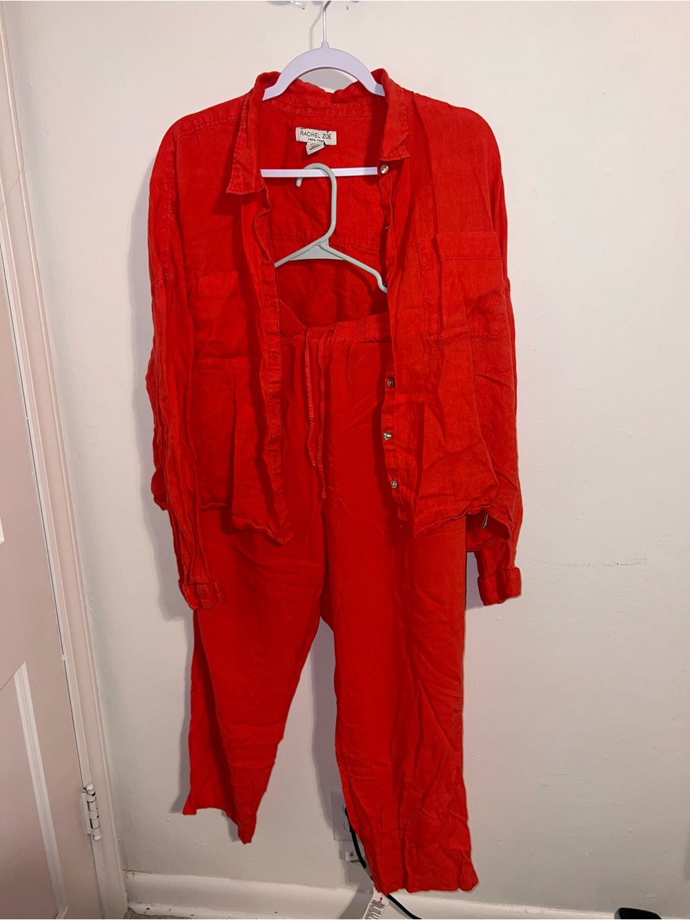 Orvis Red soft Pants and Button-Front Jacket Set